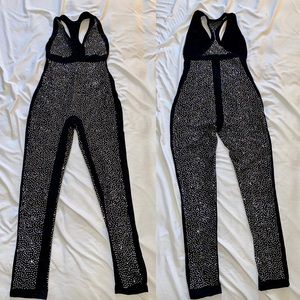 Deep V Neck Sequin Rhinestones Jumpsuit